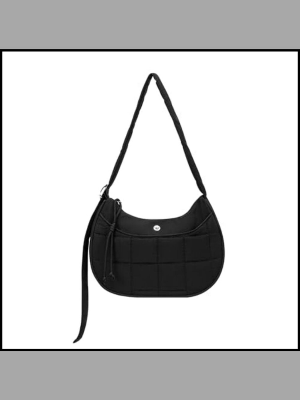 Quilted Puffer Crescent Shoulder Bag Nylon Crossbody Purse Adjustable Strap